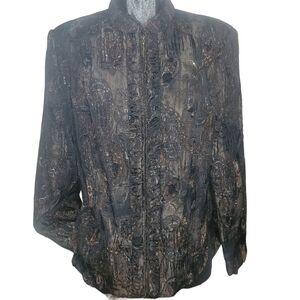 TanJay Brown and Black Textured Zip Up Blazer Jacket Size 16